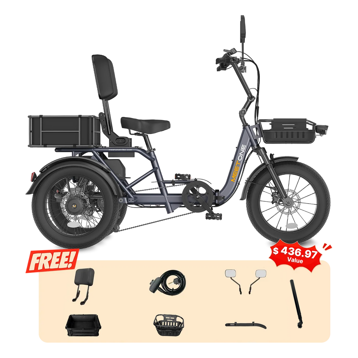 Meet One Breeze 2.0 Full Suspension Folding Electric Trike