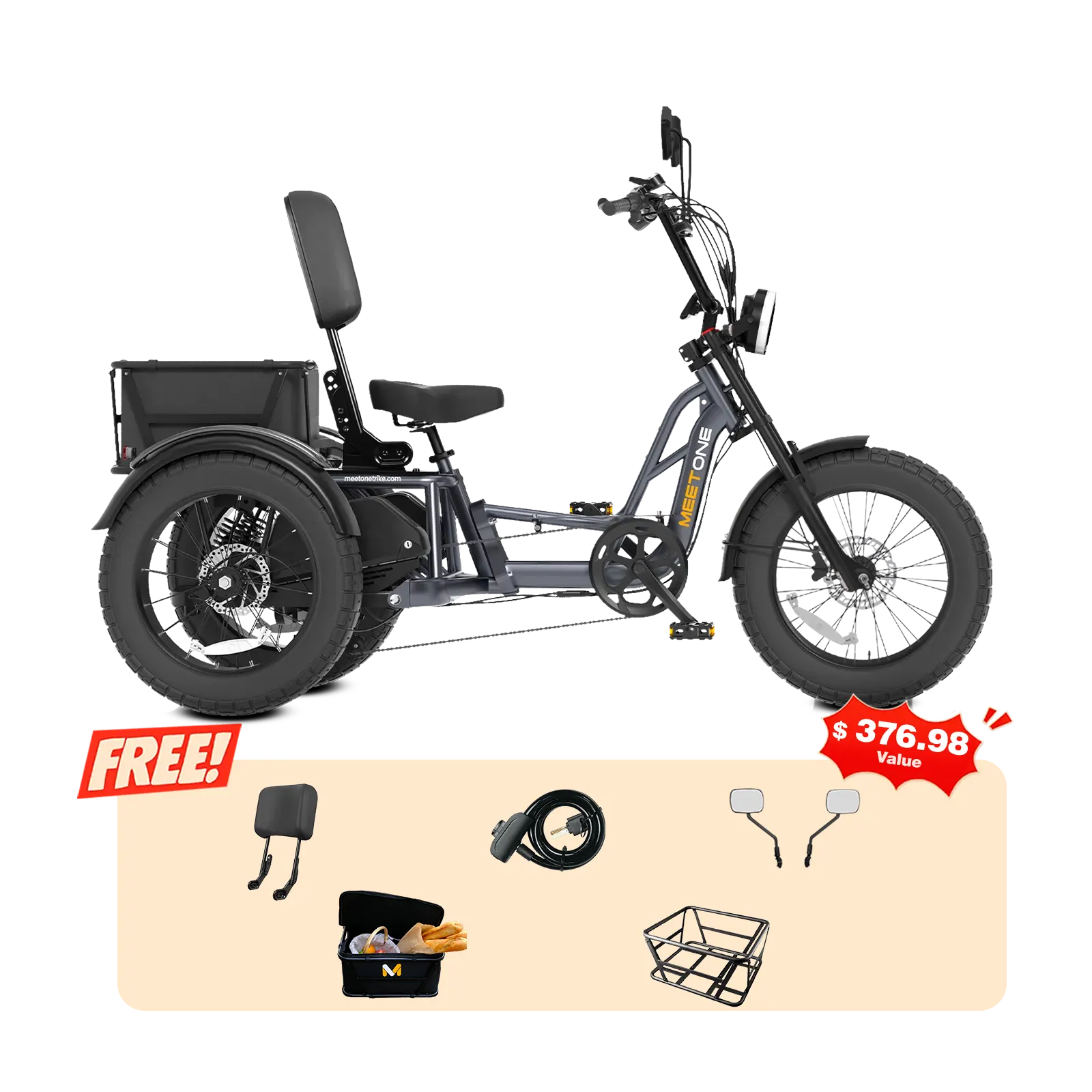 Tour Lite Adult Semi-Recumbent Electric Trike