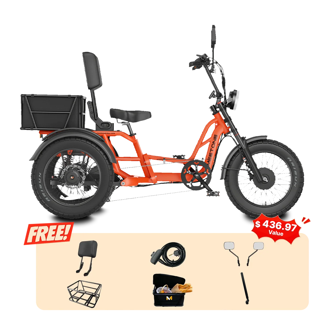 electric tricycle bicycle Meet One Tour 2.0 Dual Motor Trike intuitive ride feel. Muddy Water River Walleyes everyday bag for ladies Color:Hugo