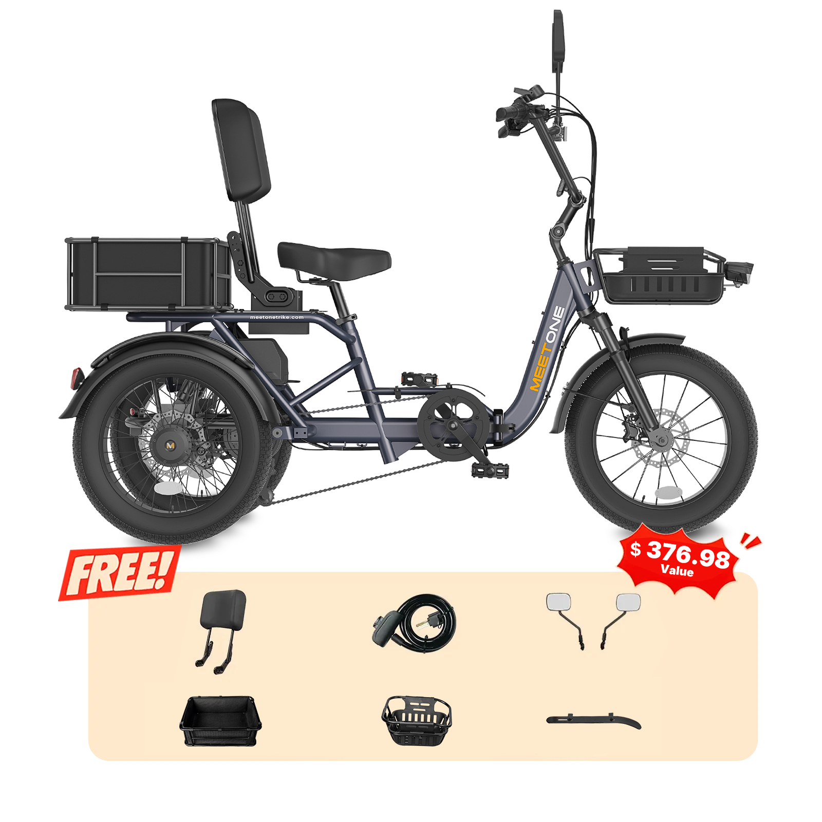 Meet One Breeze Pro 2.0 Full Suspension Fat Tire Electric Trike