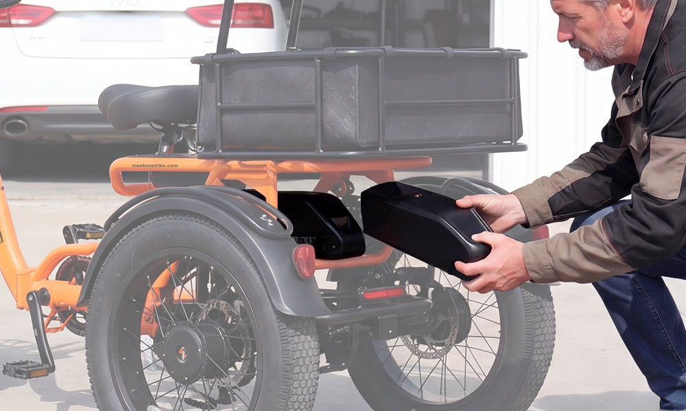 Breeze 2.0 folding eTrike dual-battery setup for extended range