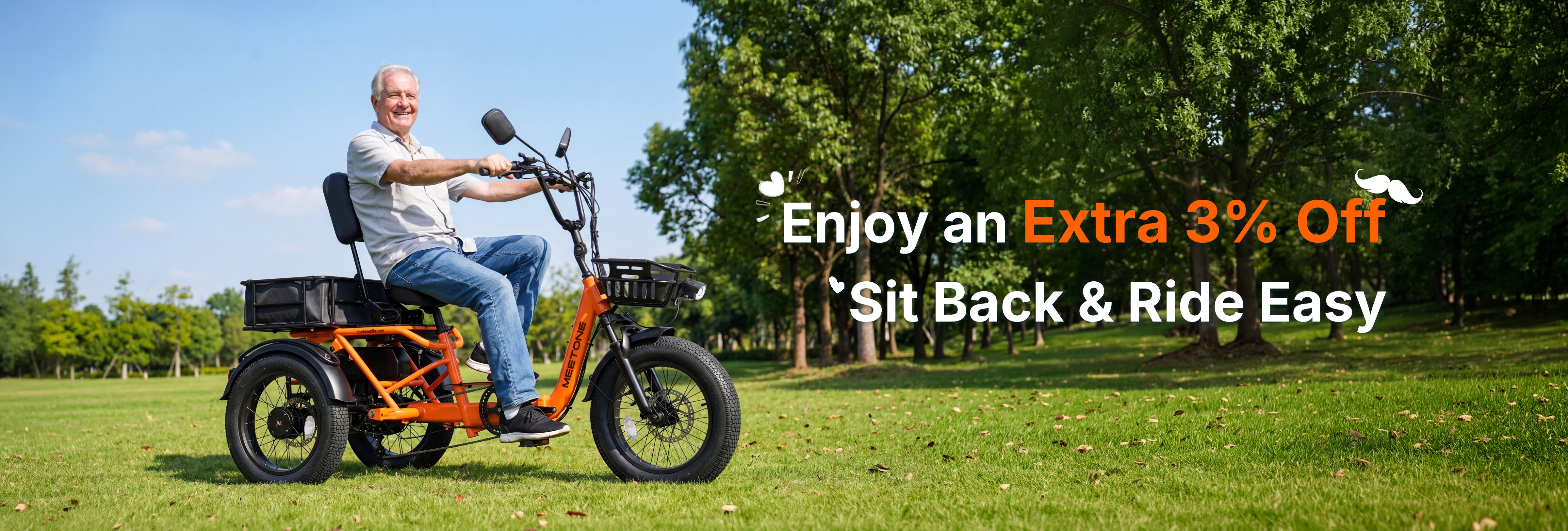 Man riding a Breeze 2.0 eTrike in the park