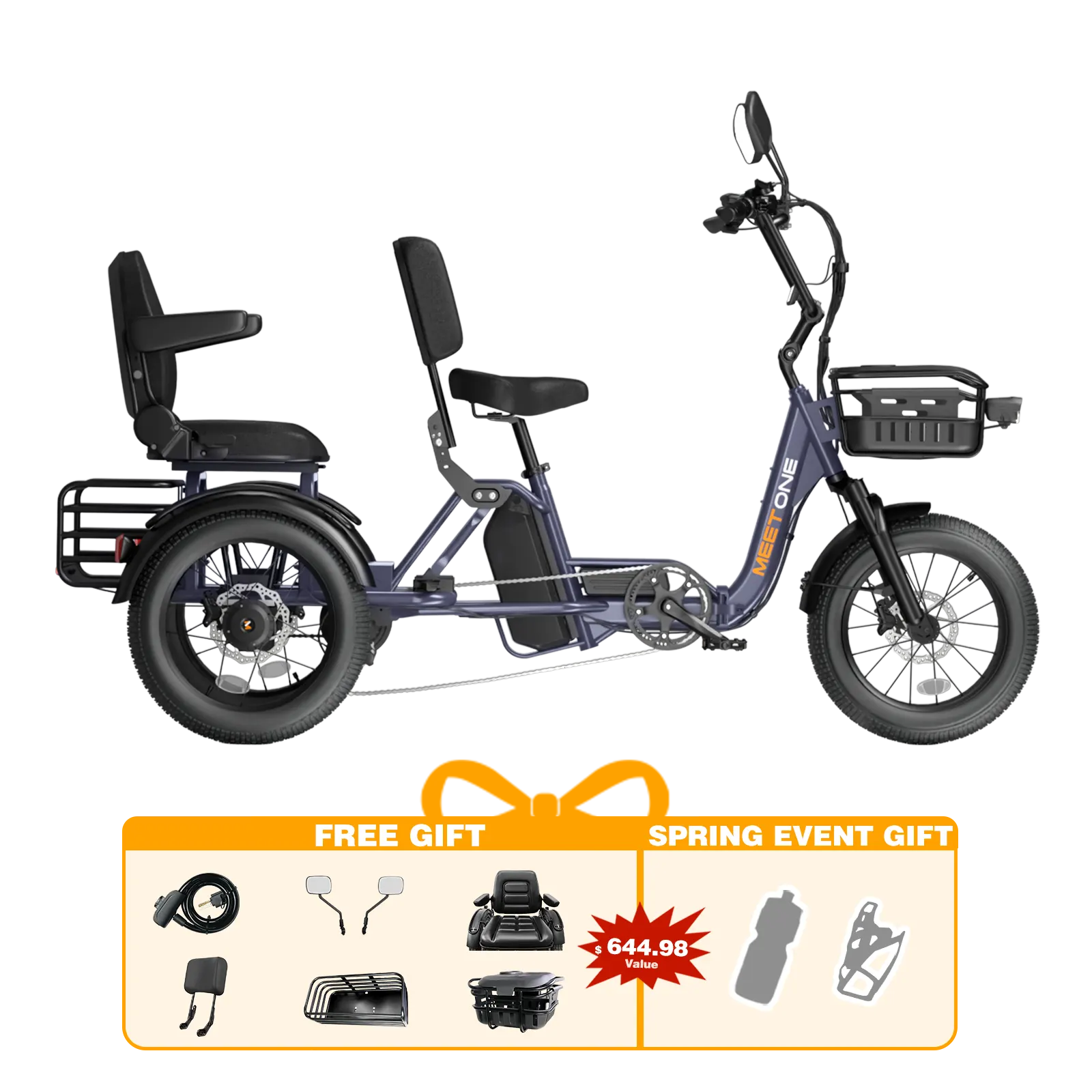 Meet One Pair Electric Trike with Passenger Seat