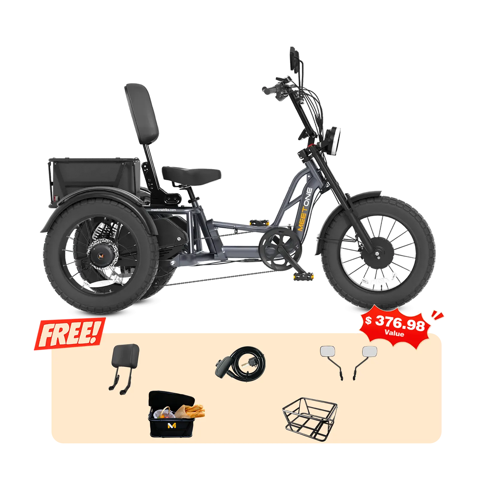 Meet One Tour Dual Motor Dual Battery Electric Trike