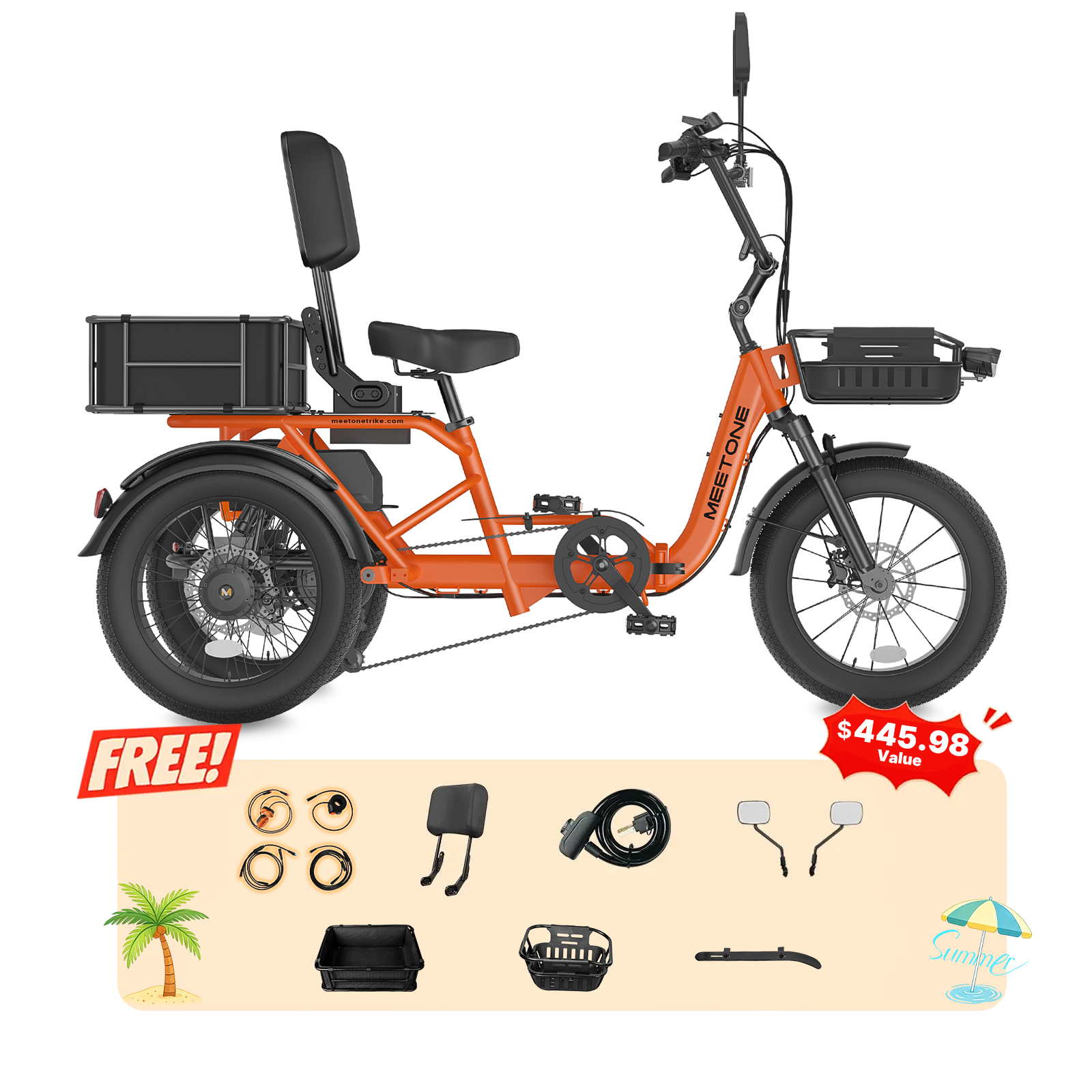 Meet One Breeze Pro 2.0 Full Suspension Fat Tire Electric Trike