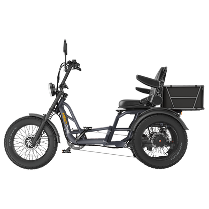 electric three wheeled bicycle Meet One Tour 2.0 Dual Motor Semi-Recumbent Electric Trike Gray / Premium Seat(with armrest & backrest) + Standard Seat